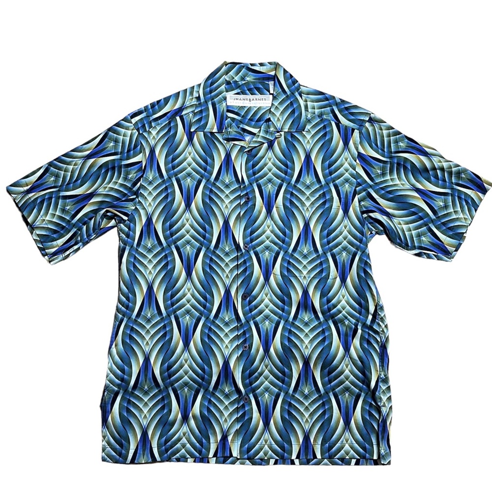 Jhane Barnes Men’s Platinum Collection Geometric Abstract Short Sleeve Shirt